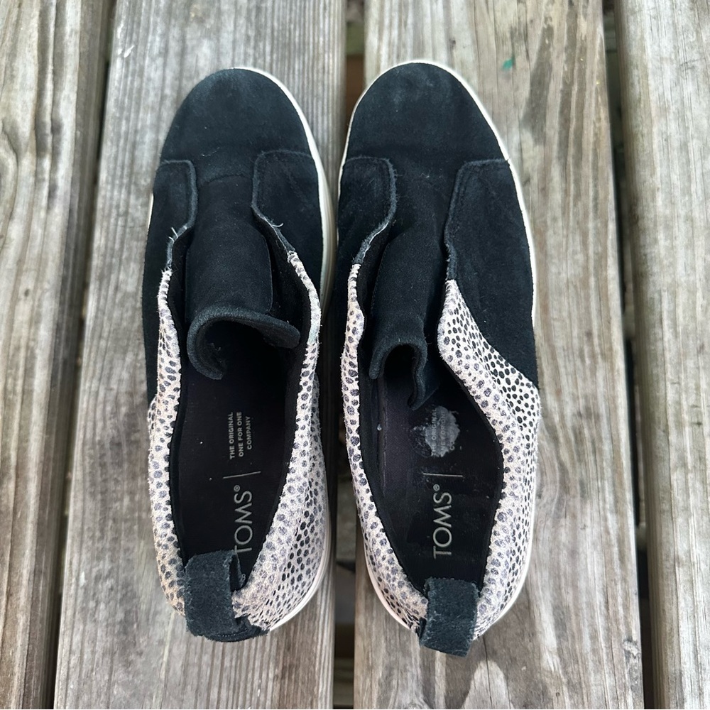 Toms Amber Cheetah Print Slip On Sneakers Suede Leather Black Tan‎ Size 8.5 - Picture 9 of 9